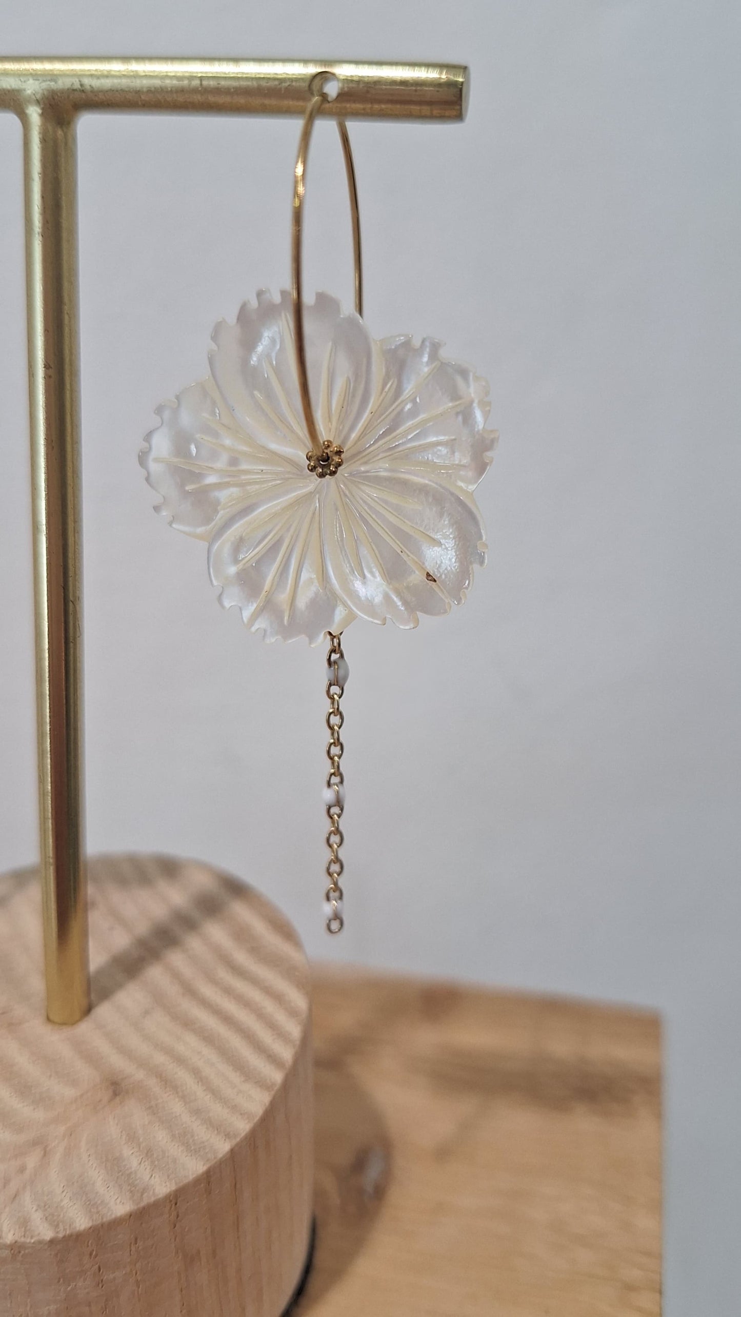 Long White Flower Earrings