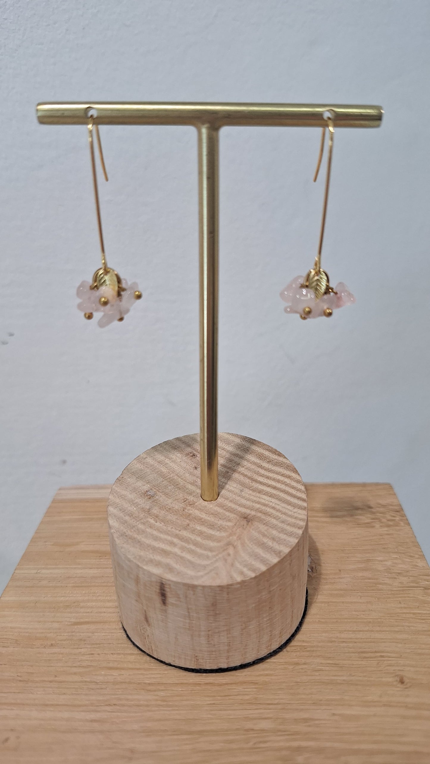 Cluster Drop Earrings in Pale Pink