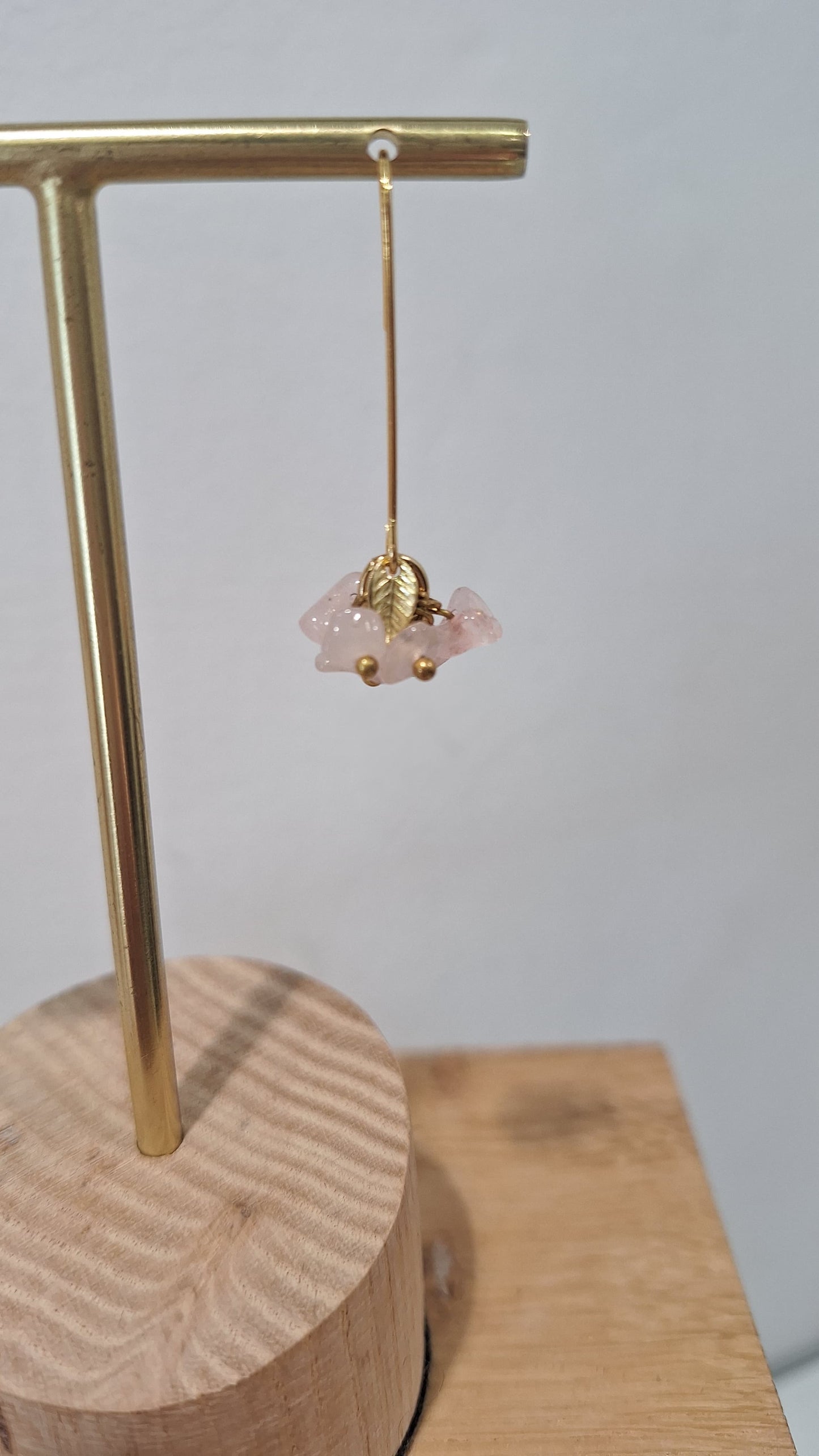 Cluster Drop Earrings in Pale Pink