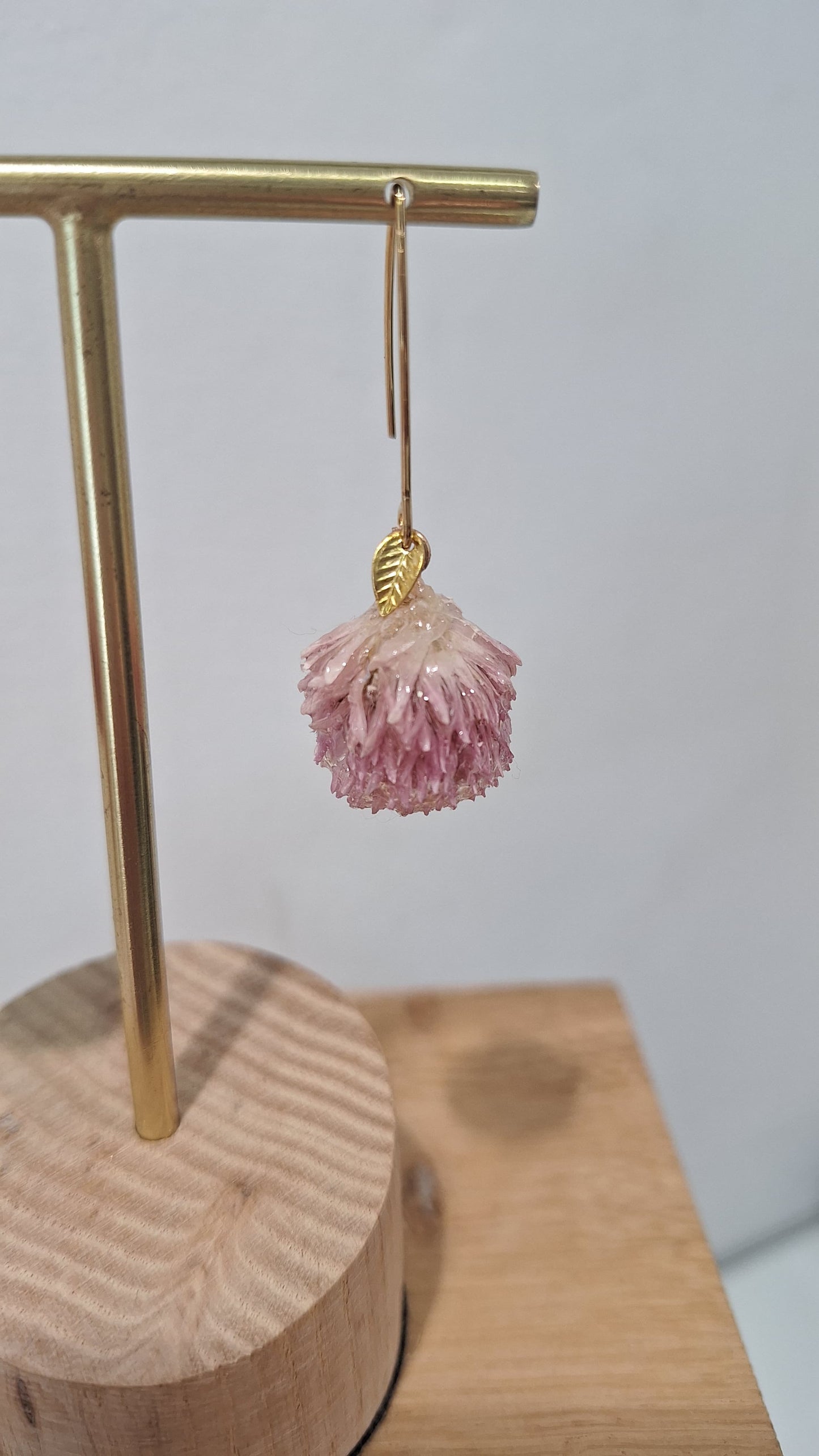 Small Clover Earrings in Pale Pink