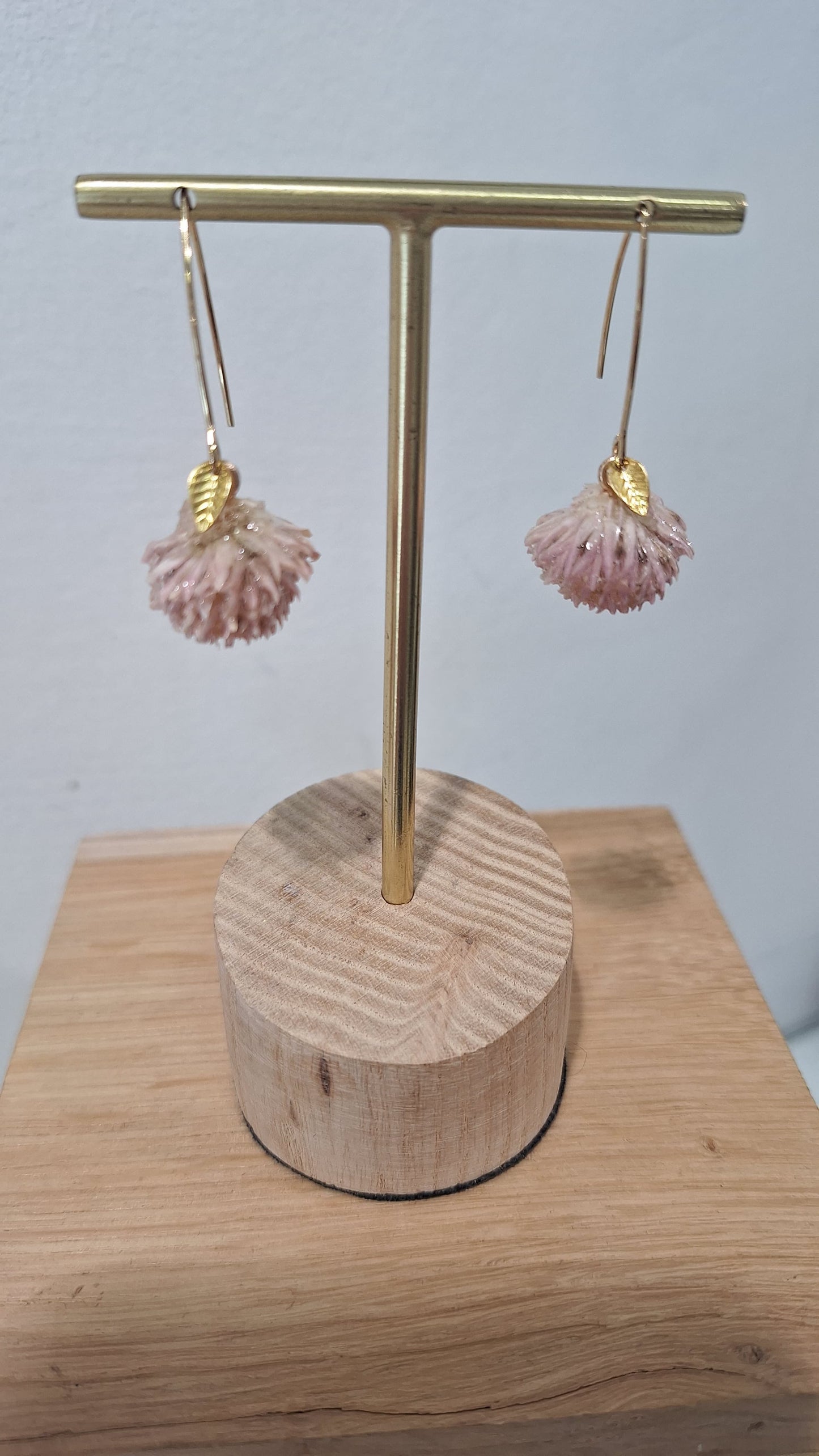 Small Clover Earrings in Pale Pink