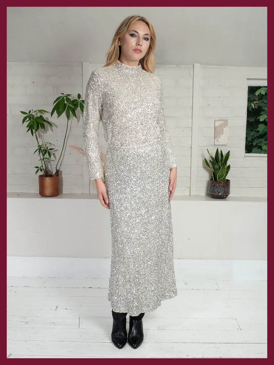 Philippa Sequin Skirt In Gold