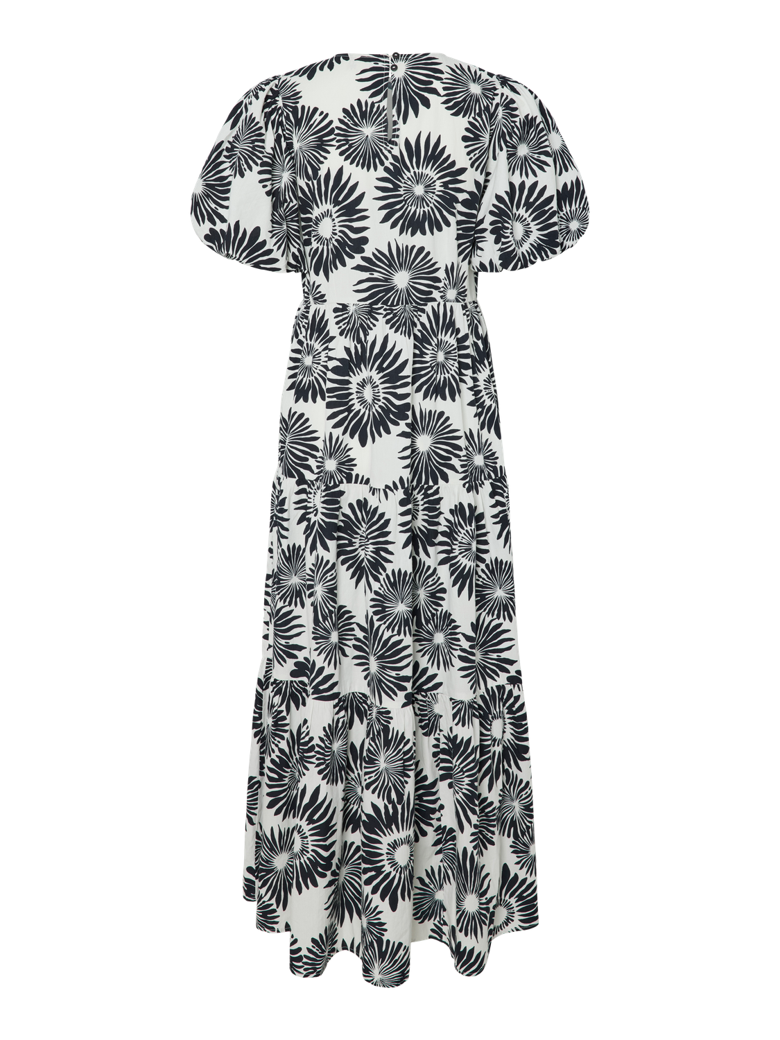 YASGREENA Short Sleeved Dress in Off White with Black Sun Print