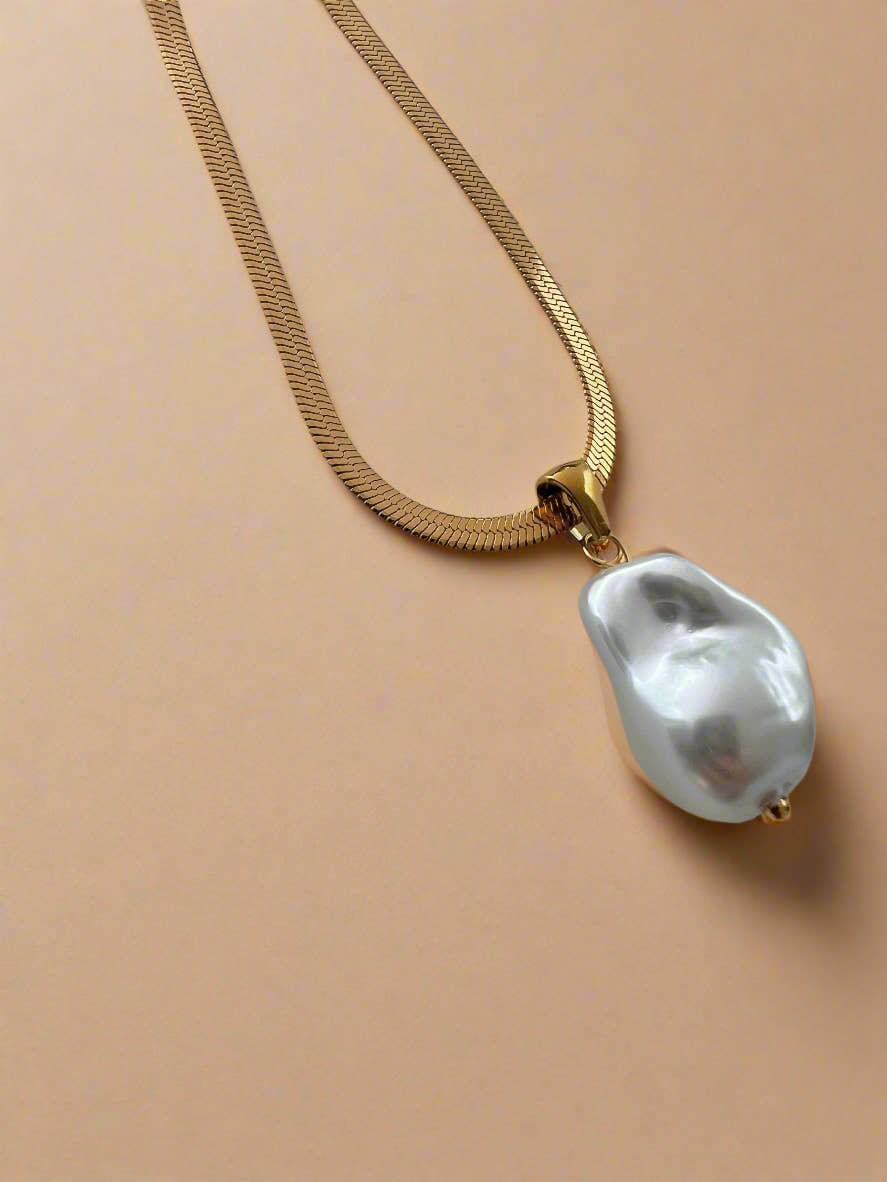 Snake Chain with Pearl Necklace 18k Gold Plated Summer