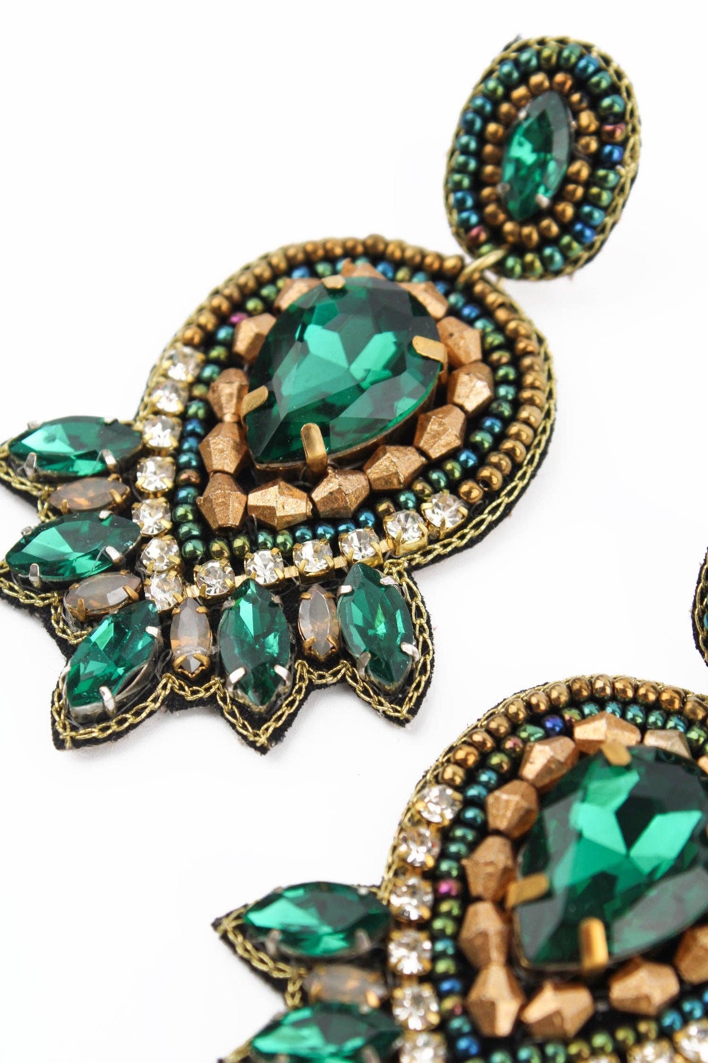 GREEN AND GOLD ART DECO EARRINGS
