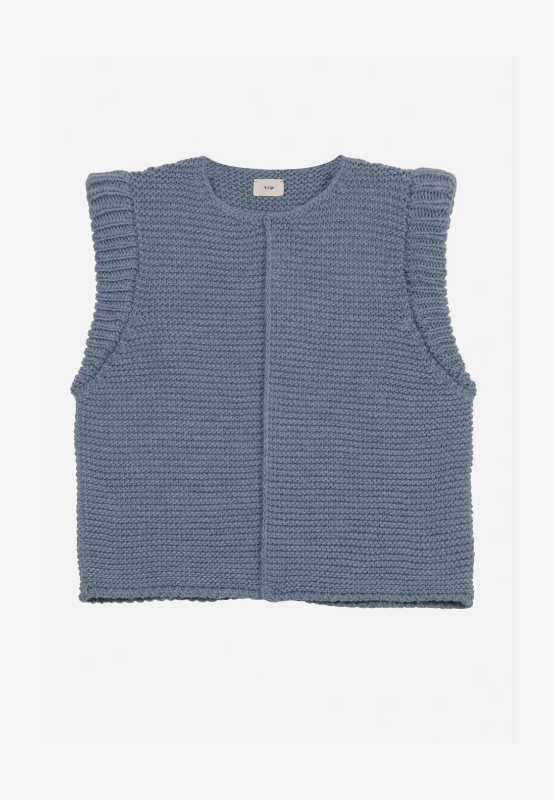 LEGRINGOU Sleeveless Knitted Cardigan in Denim