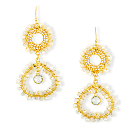 Tate Statement Beaded Earrings with Freshwater Pearls