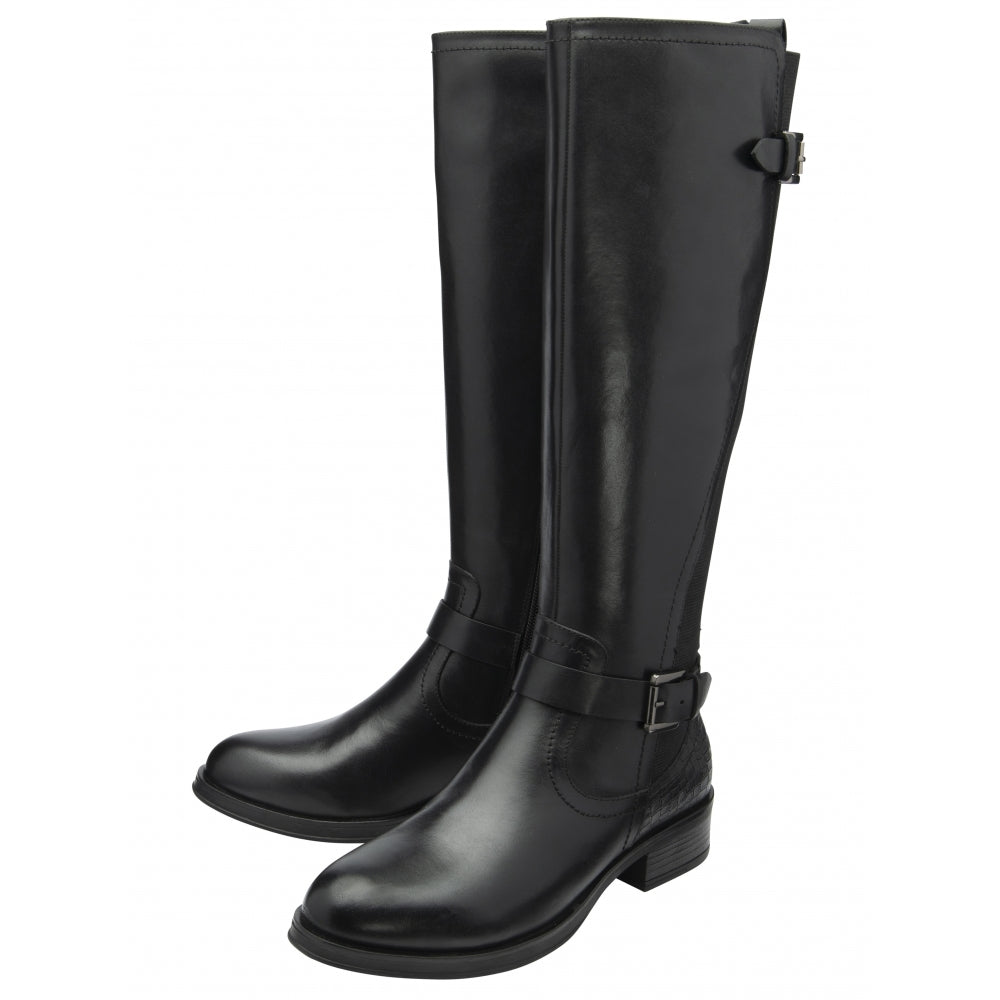 Black Leather Eildon Knee High Boots