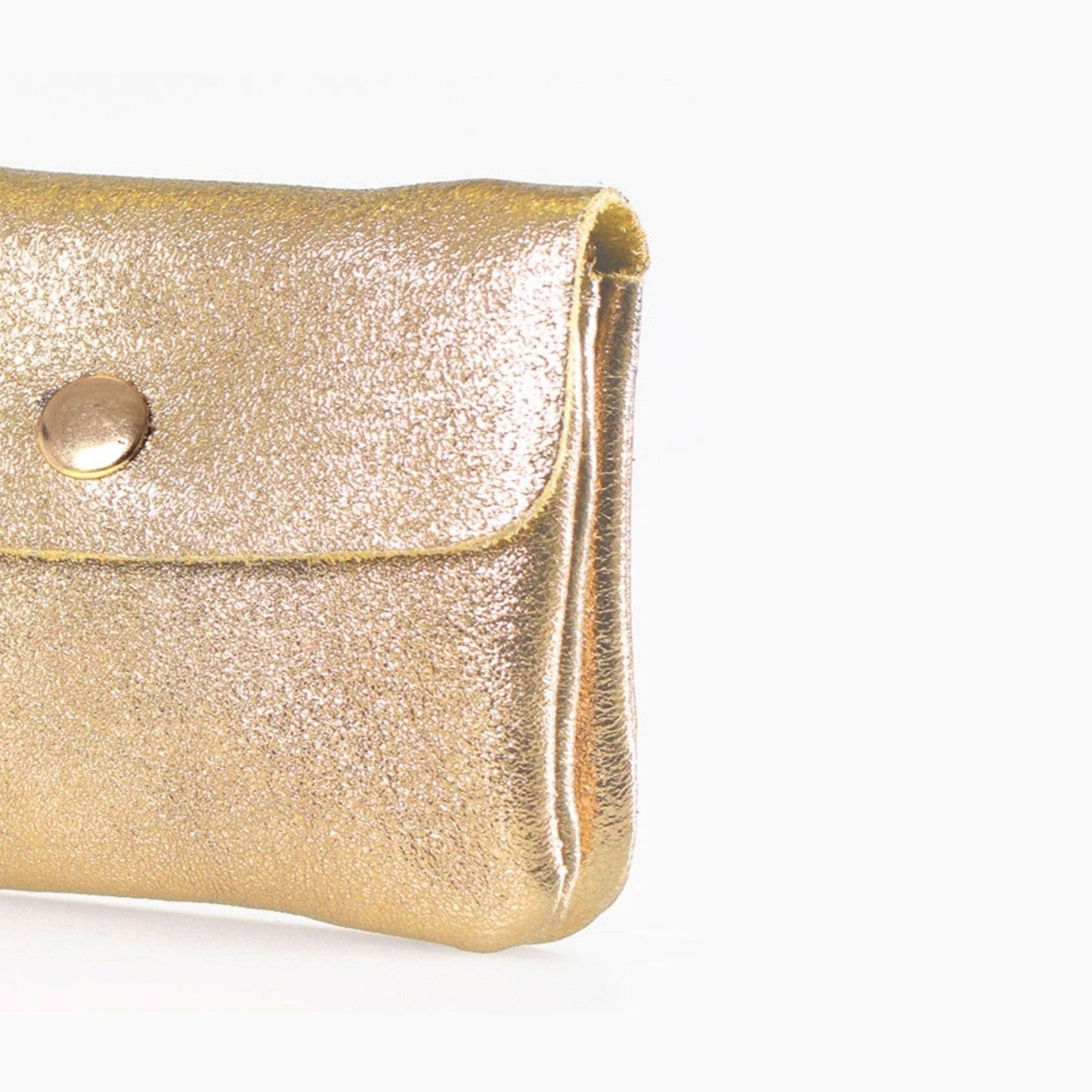 Macie Italian Leather Small Coin Purse - Gold, Metallic