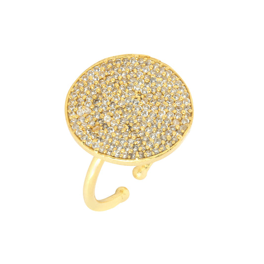 Tully Oversize Crystal Disc Gold Ring