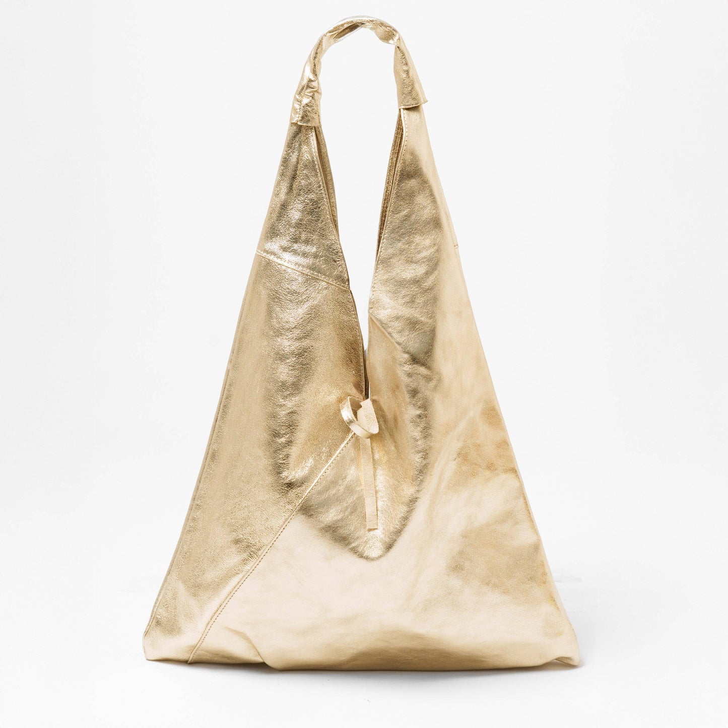 Juno Gold Metallic Italian Leather Shoulder Bag