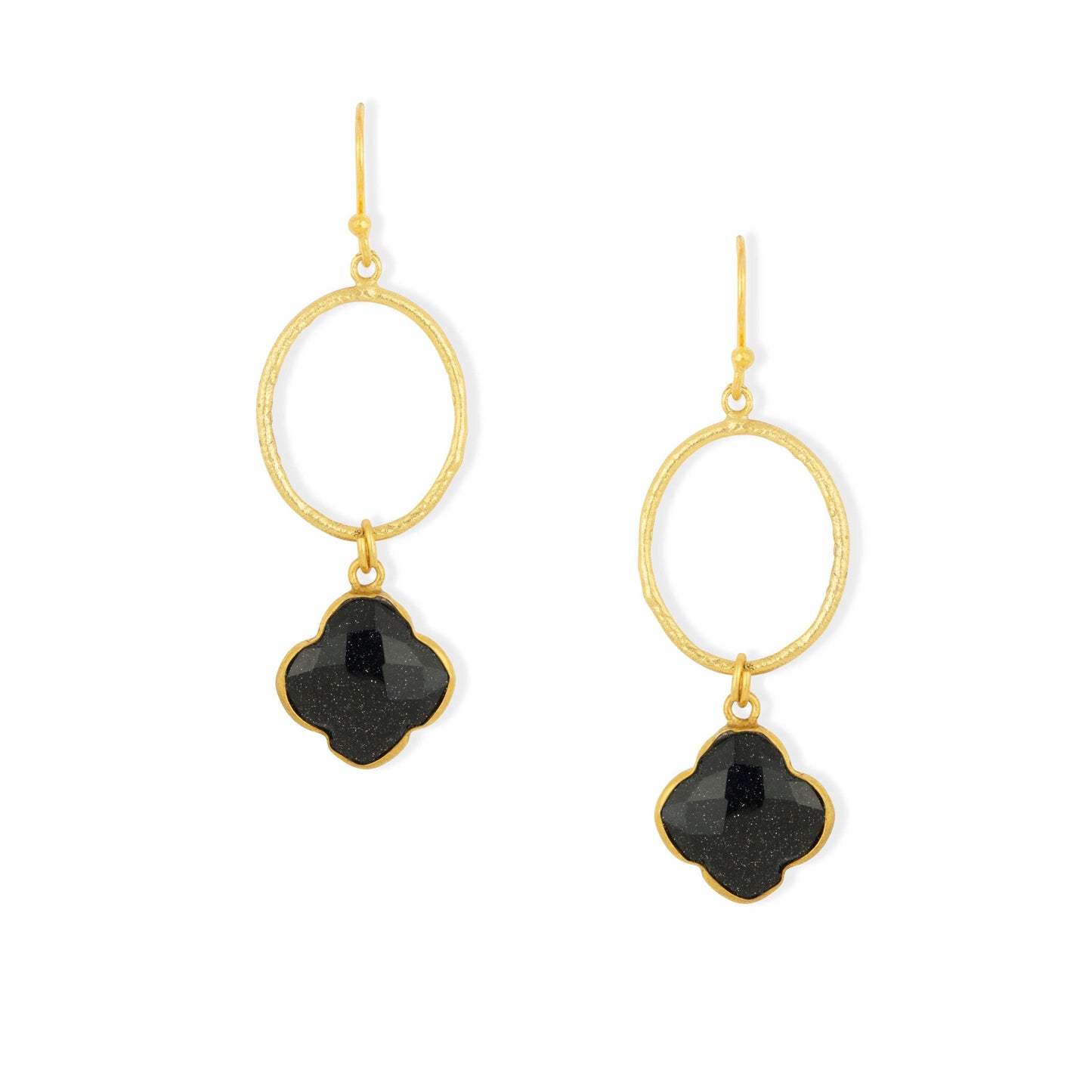 Clover Sunstone Hoop Earrings