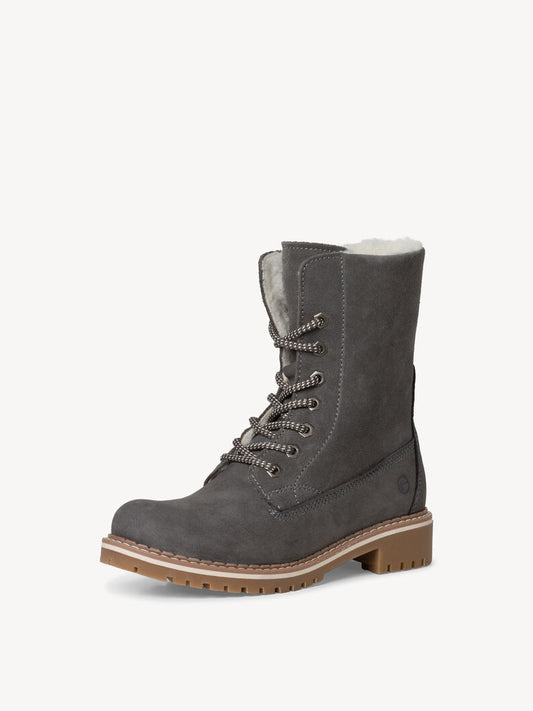 Lace-up Suede Boots in Anthracite