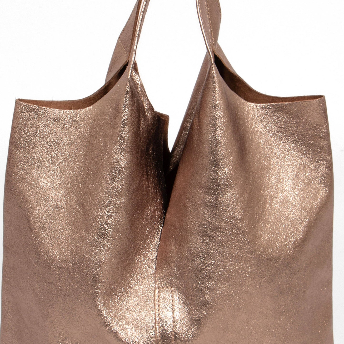 Paloma Italian Leather Shoulder Bag - Champagne, Metallic