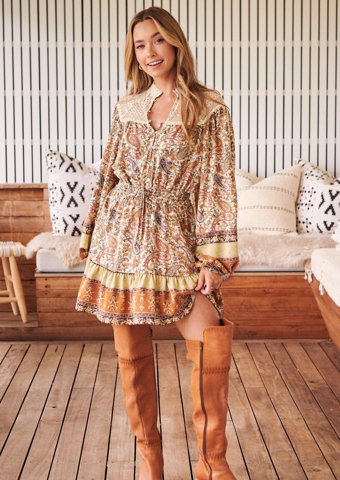 Mini Dress Olivia in Oakie Print