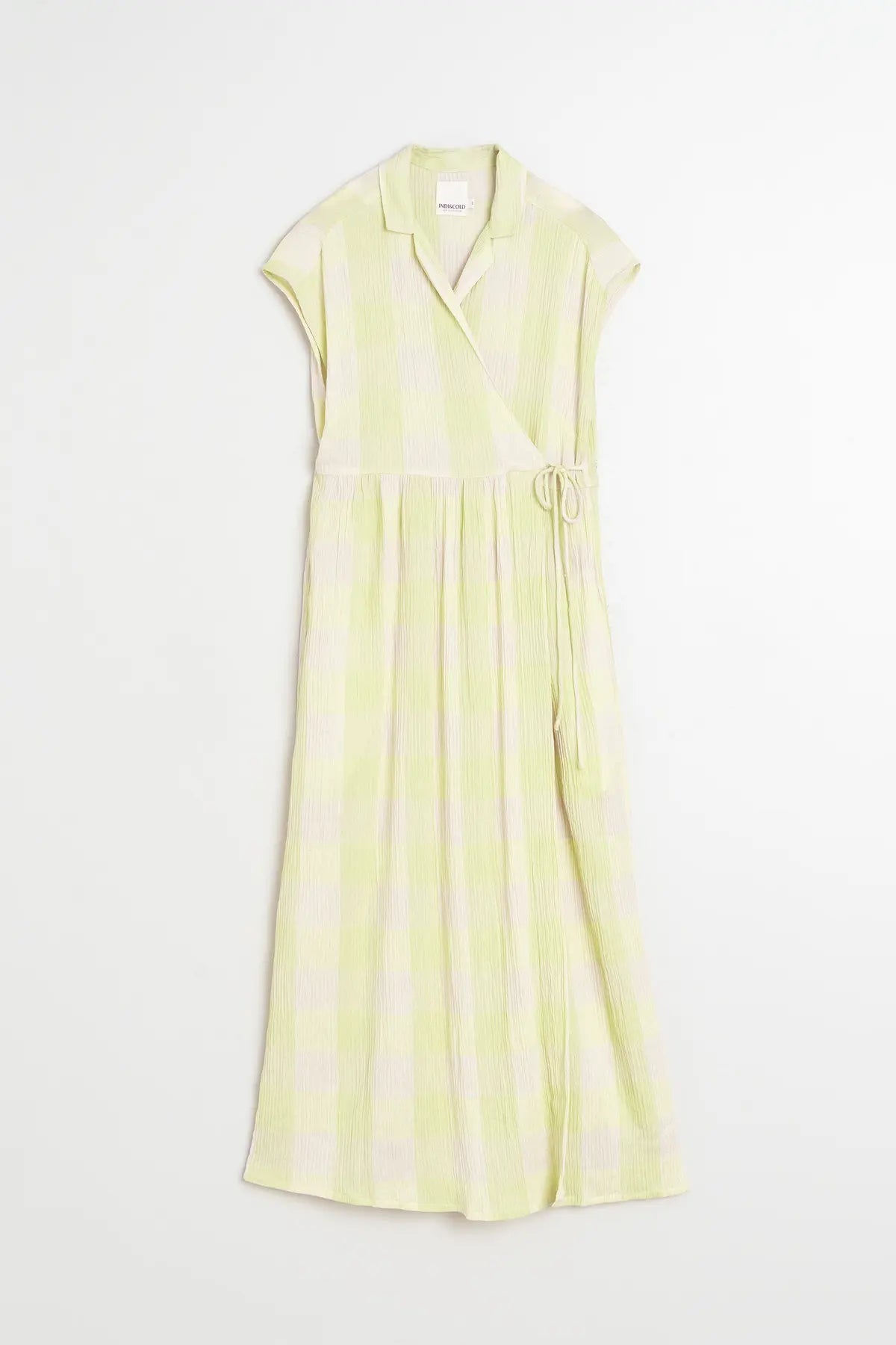 Crossover Gingham Dress in Wasabi