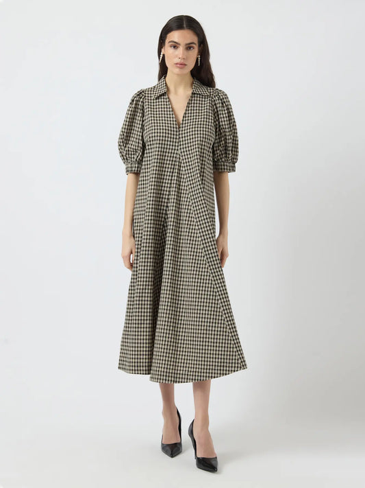 Yaslee Maxi Dress in Check