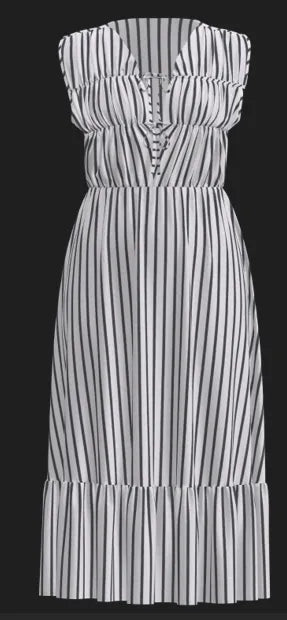 YASEBBA Midi Dress in Black & White Stripe