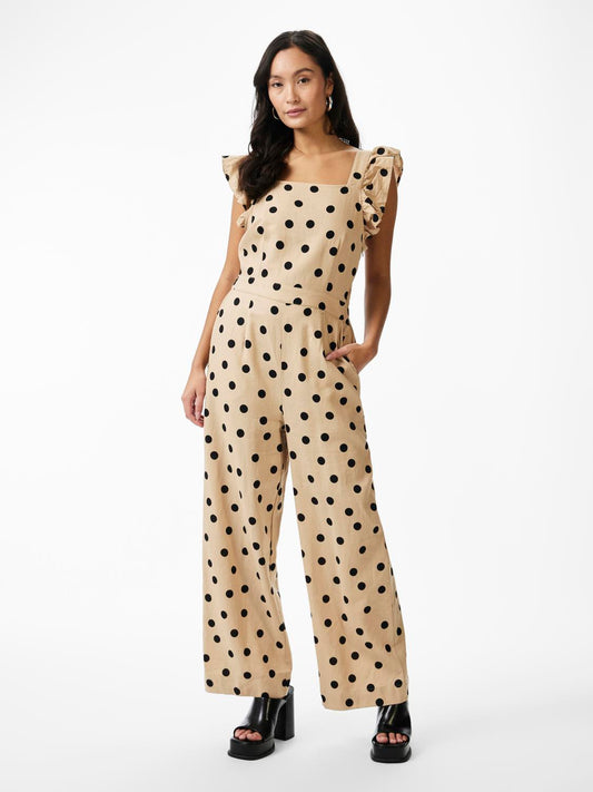 YASLINE Jumpsuit in Ginger Root with Black Dots