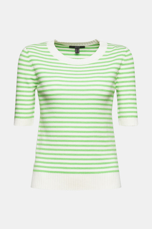 Sweater In Off White With Green Stripe