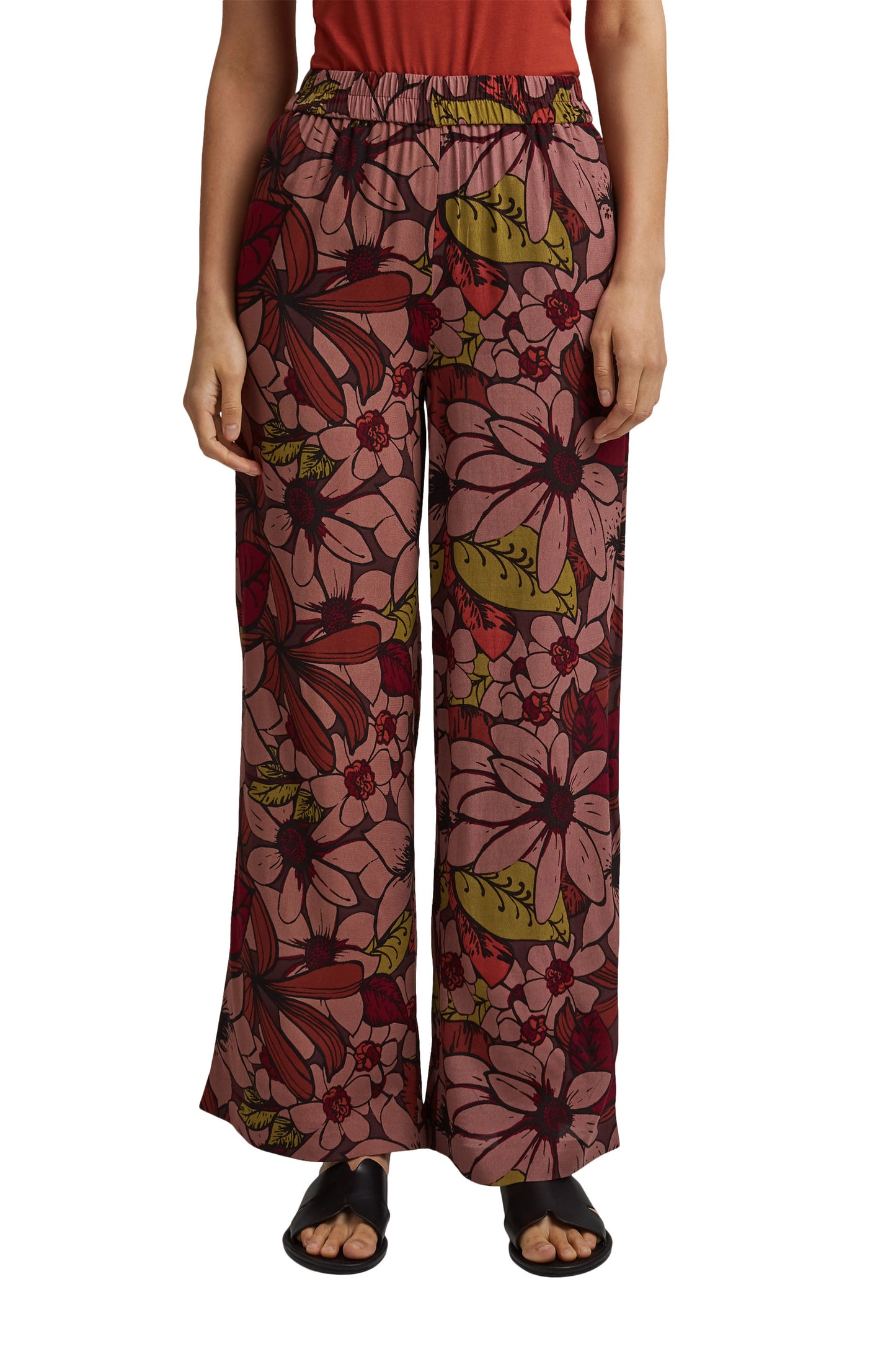 Wide Leg Trousers With Elasticated Waist