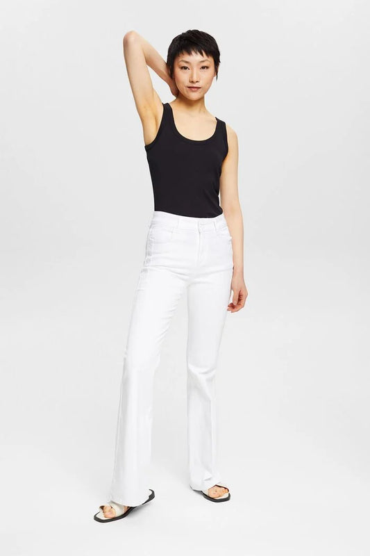 Bootcut Jeans with Pressed Pleat White