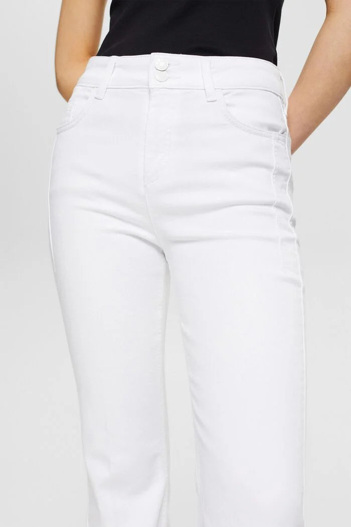 Bootcut Jeans with Pressed Pleat White
