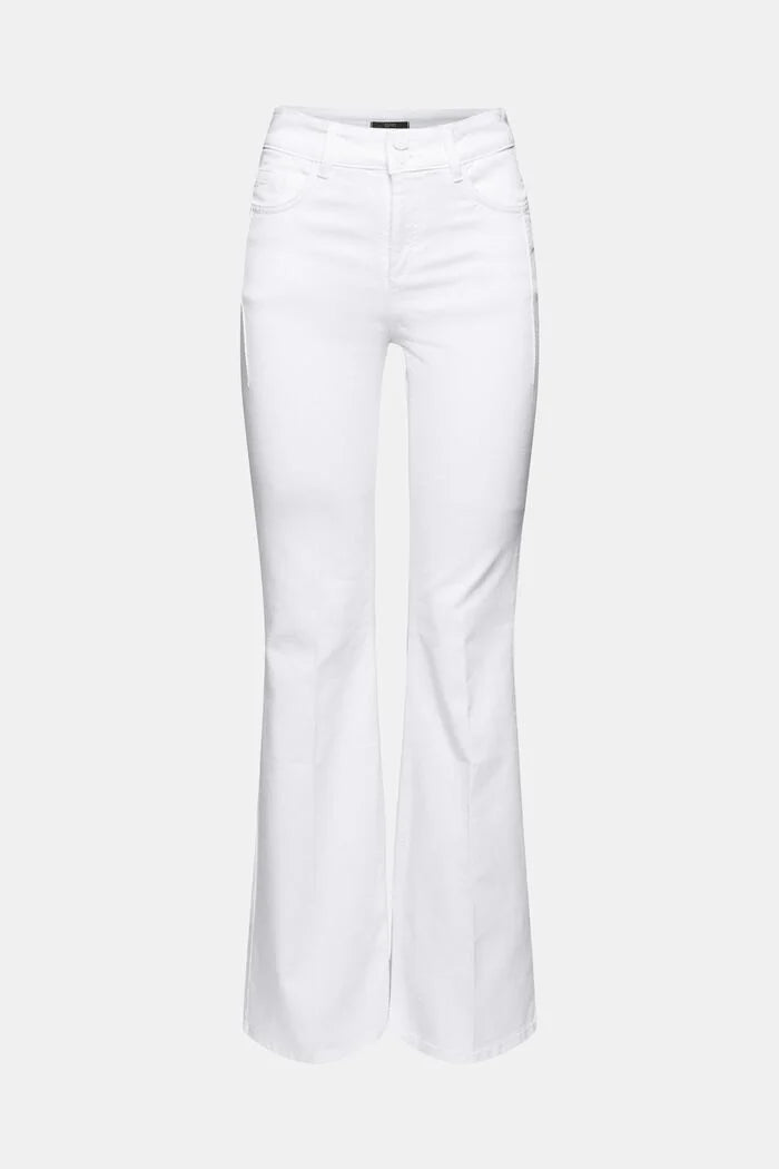 Bootcut Jeans with Pressed Pleat White