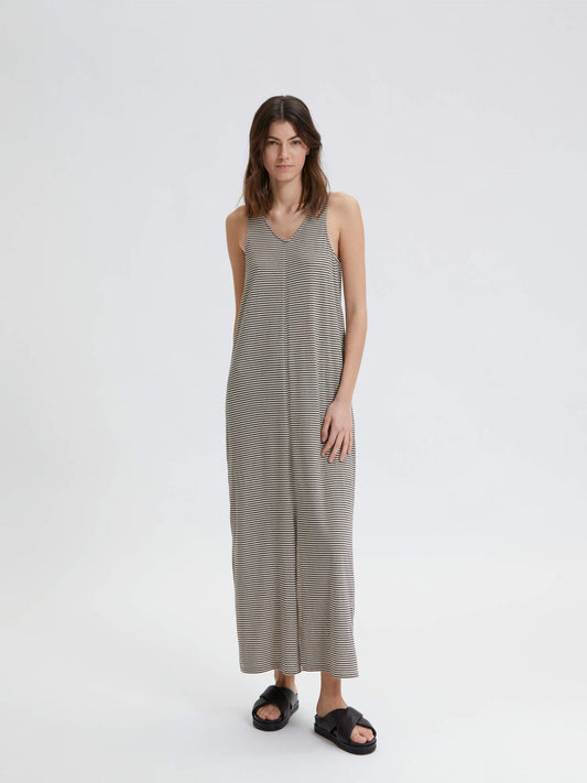 Striped Maxi Dress with V Neck