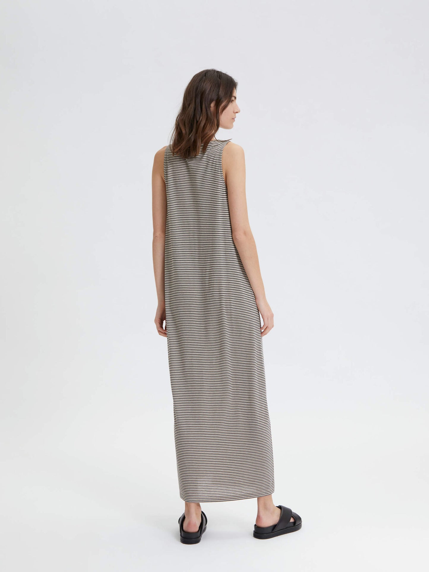 Striped Maxi Dress with V Neck