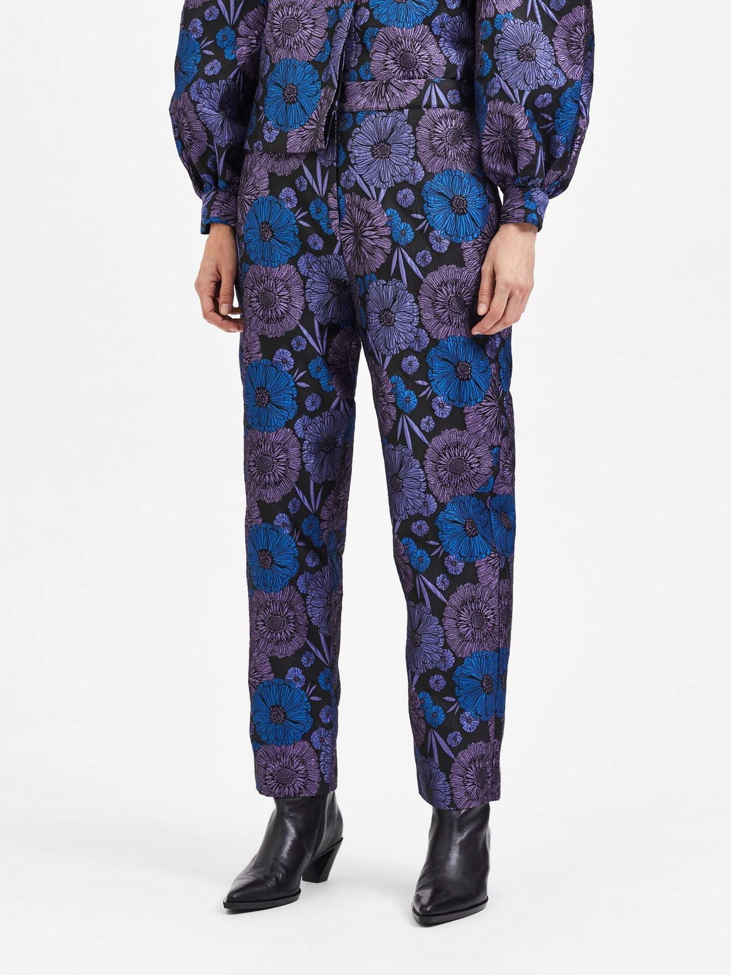 Cropped Jacquard Pants in Black