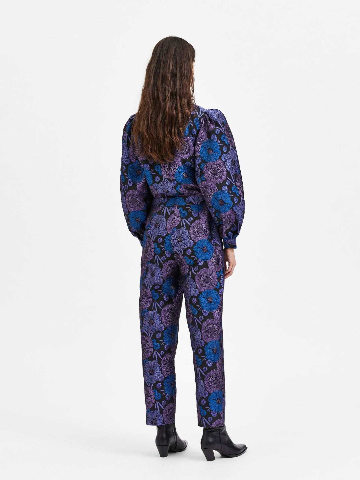 Cropped Jacquard Pants in Black