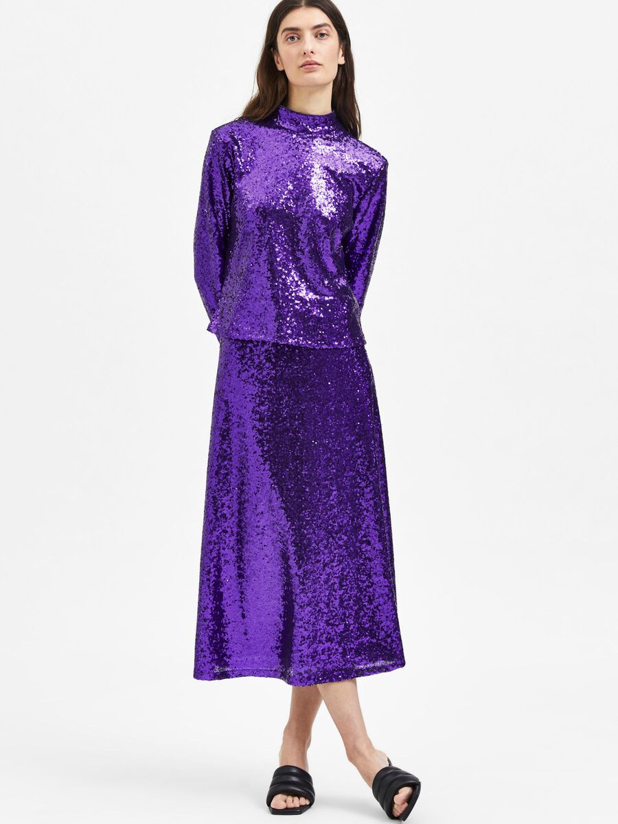 Sequin Skirt in Acai