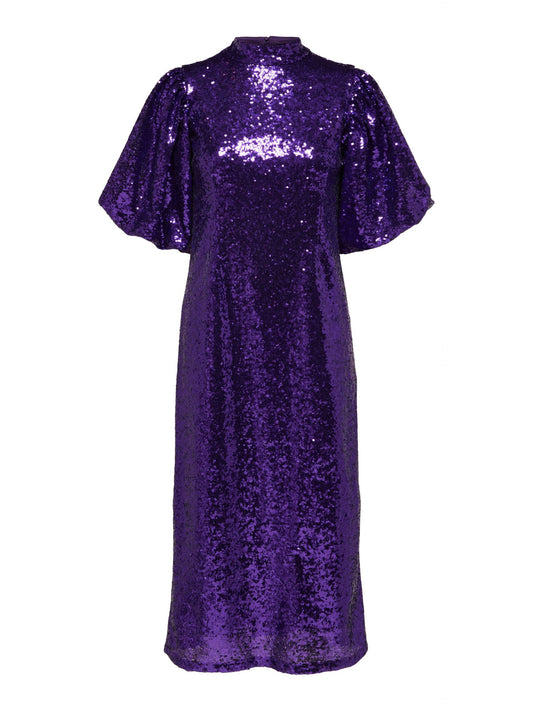 Sequin Midi Dress in Acai
