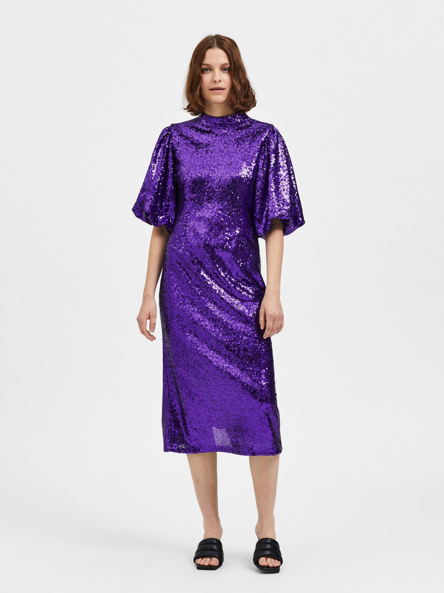 Sequin Midi Dress in Acai