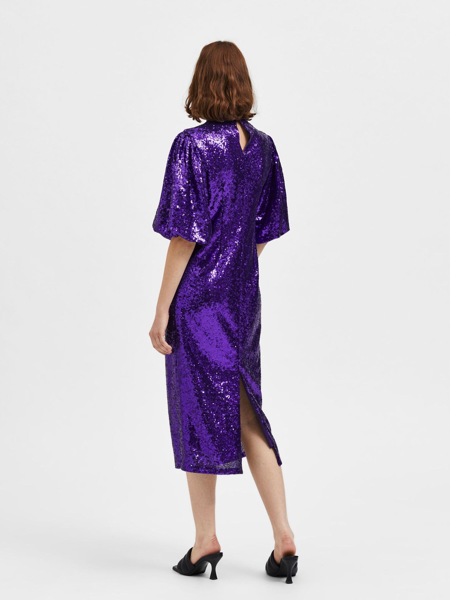Sequin Midi Dress in Acai