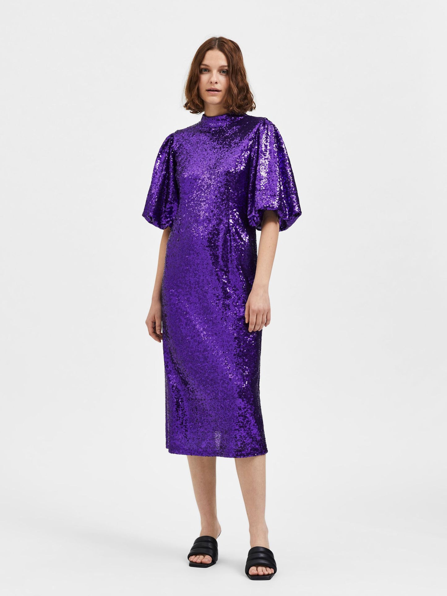Sequin Midi Dress in Acai