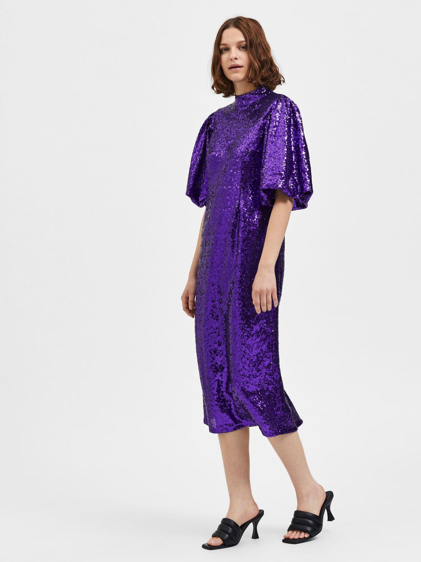 Sequin Midi Dress in Acai