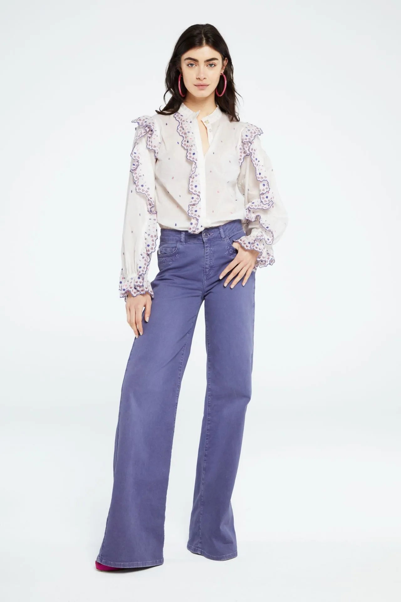 Josie Shirt in Cream and Lilac