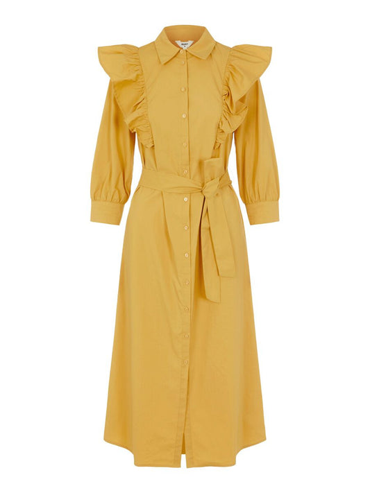 Yellow Print Long Sleeved Dress