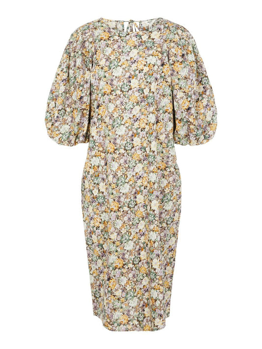 Floral Dress With Puff Sleeves