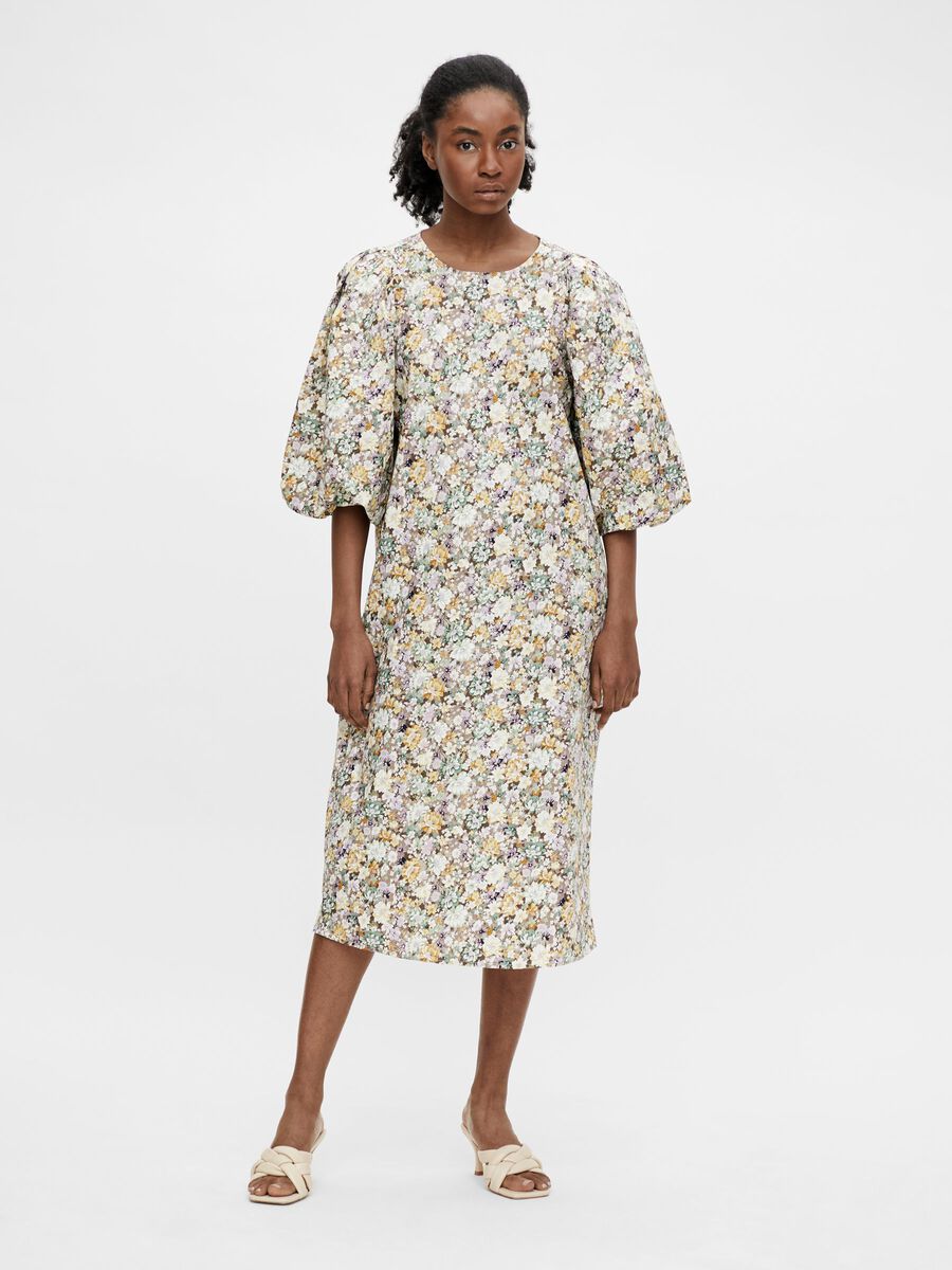 Floral Dress With Puff Sleeves