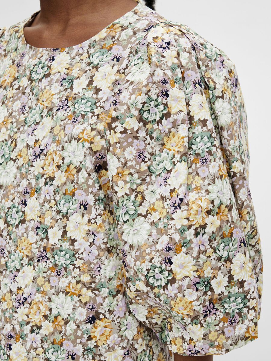 Floral Dress With Puff Sleeves