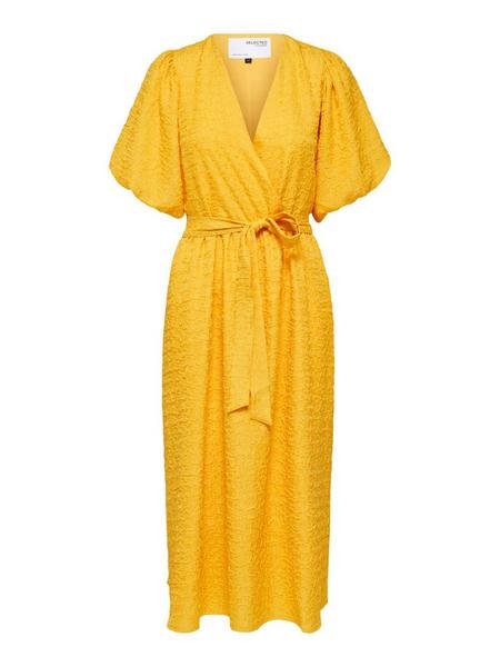 Textured Midi Dress in Citrus