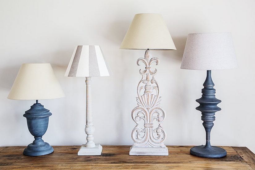 Grey Weathered Tall Metal Lamp and Shade