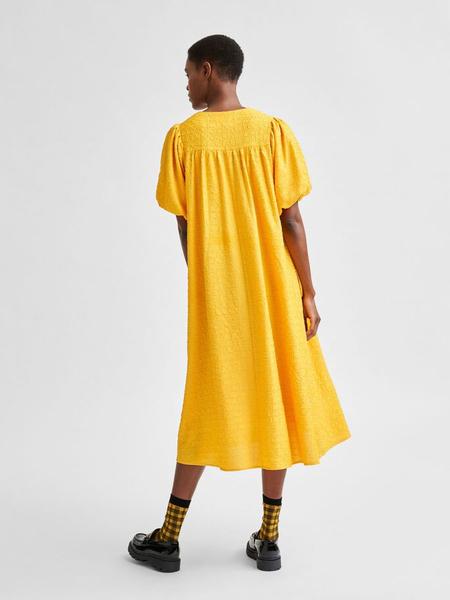 Textured Midi Dress in Citrus
