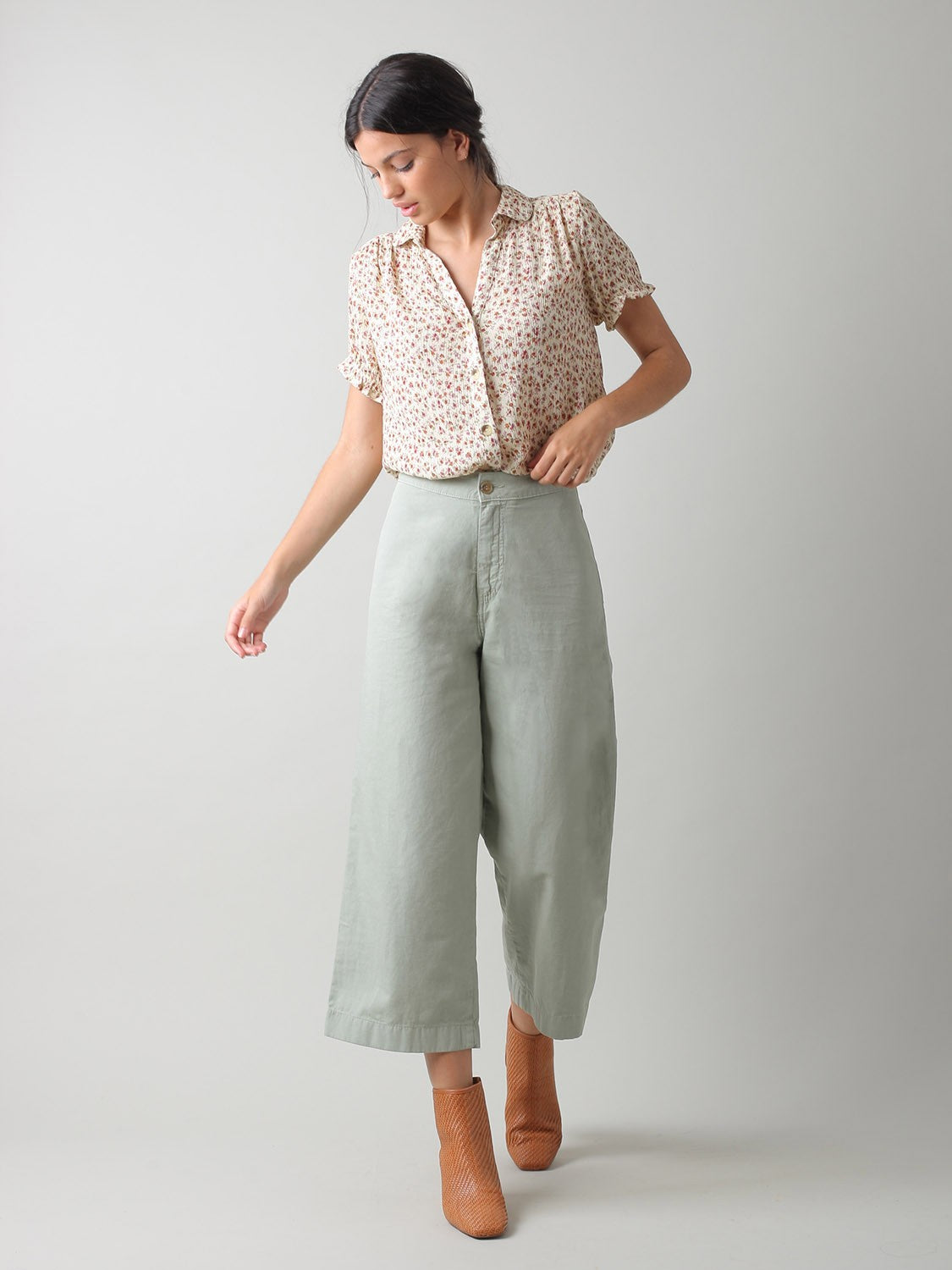 Linen Cotton Crop Trousers