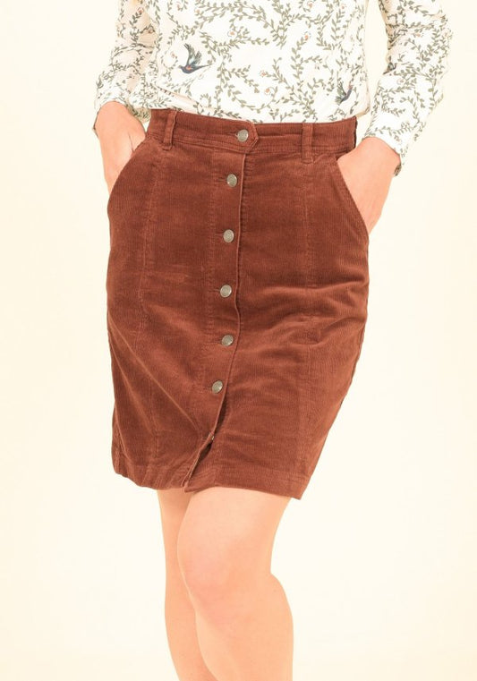 Button Cord Skirt in Burnt Orange