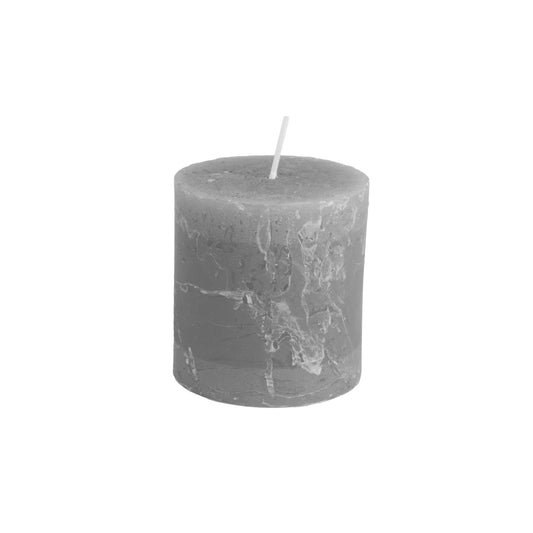 Rustic Pillar Candle Light Grey 70x75mm