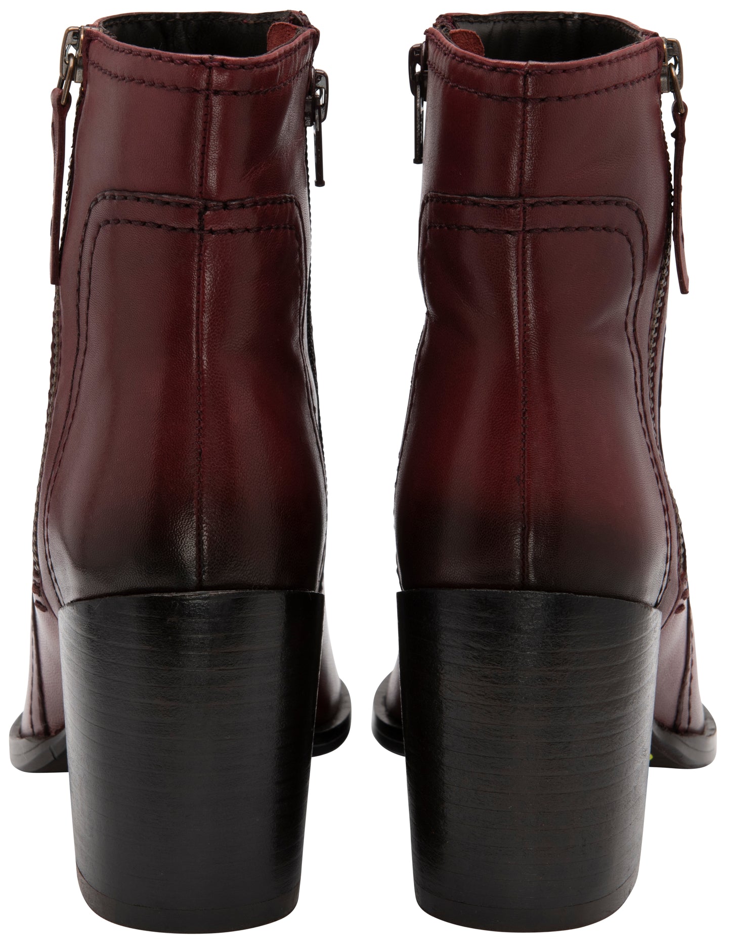 Dark Red Leather Fossa Heeled Ankle Boots